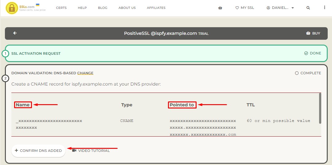 Confirmar validacao de DNS.