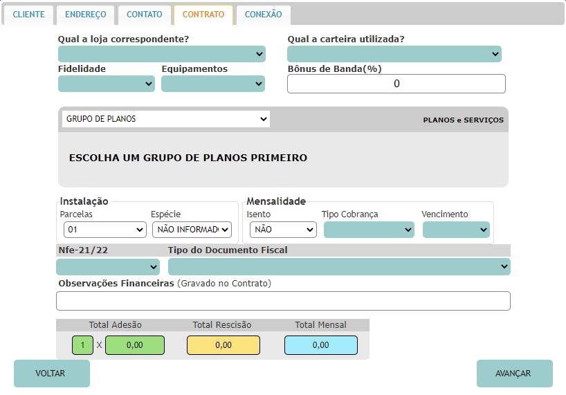 Gerar contrato com o cliente no ISOFY.