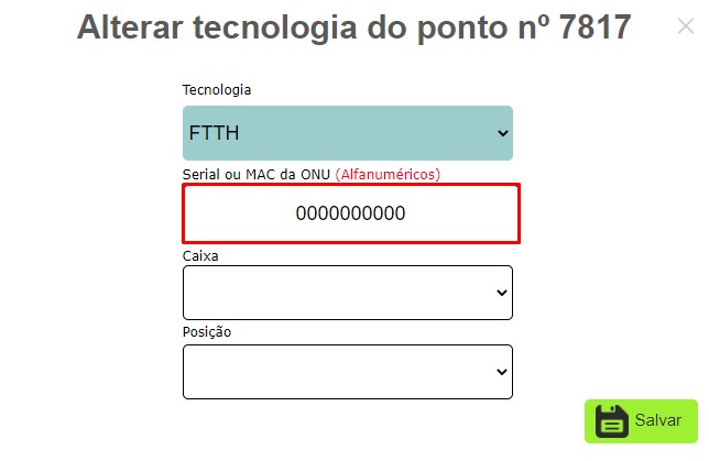 Informar serial ou MAC da ONU