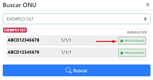 Buscar e provisionar ONU.
