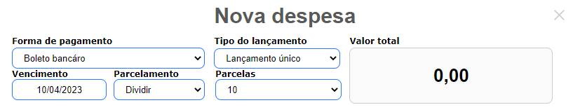 Registrar uma despesa única.