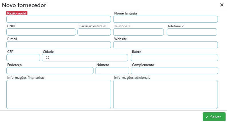 Cadastrar novo fornecedor no ISPFY.