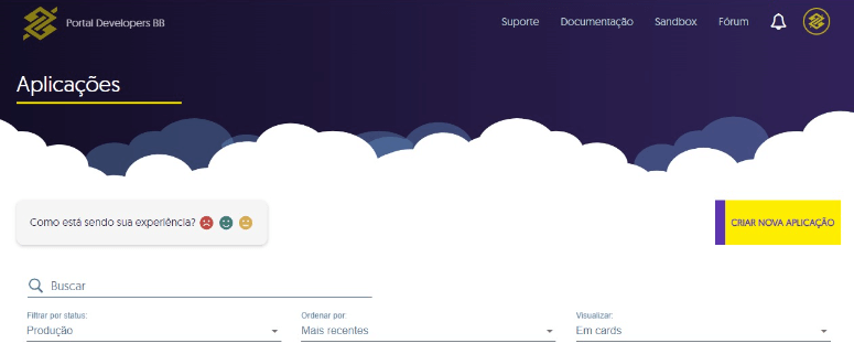 Criar nova aplicação no Portal Developers do Banco do Brasil.