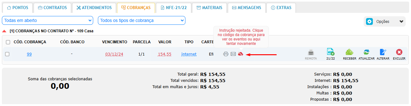 Verificar erros de cobrança utilizando um gateway no ISPFY.