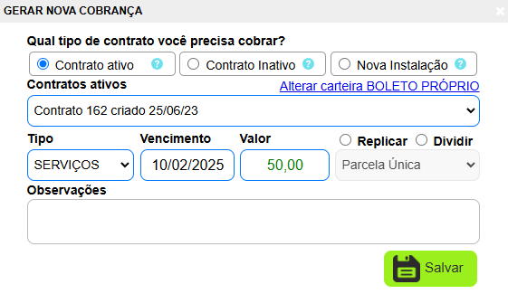 Emitir uma cobrança no ISPFY.