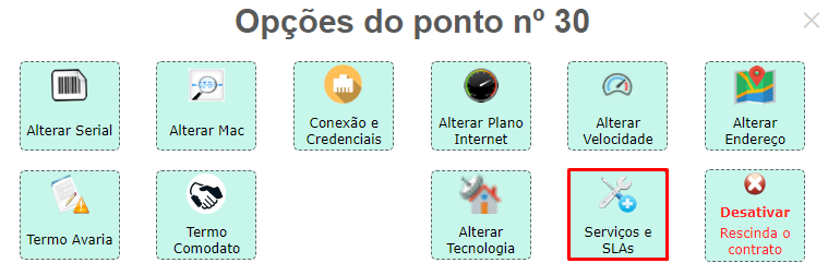 Opções do ponto.