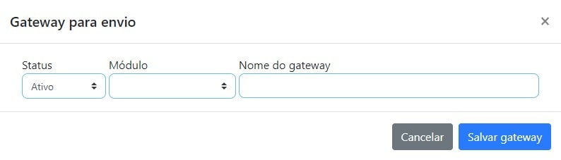 Cadastrar gateway para envio de mensagens.