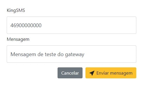 Testar gateway de envio de SMS.