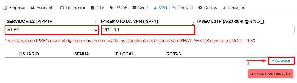 Configurar VPN no ISPFY | Sistema para provedor.