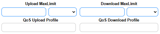 Definir upload e download MaxLimit ou QoS Profile.
