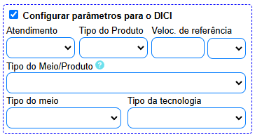 Configurar os parâmetros para o DICI.