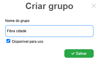 Cadastrar grupos de planos.