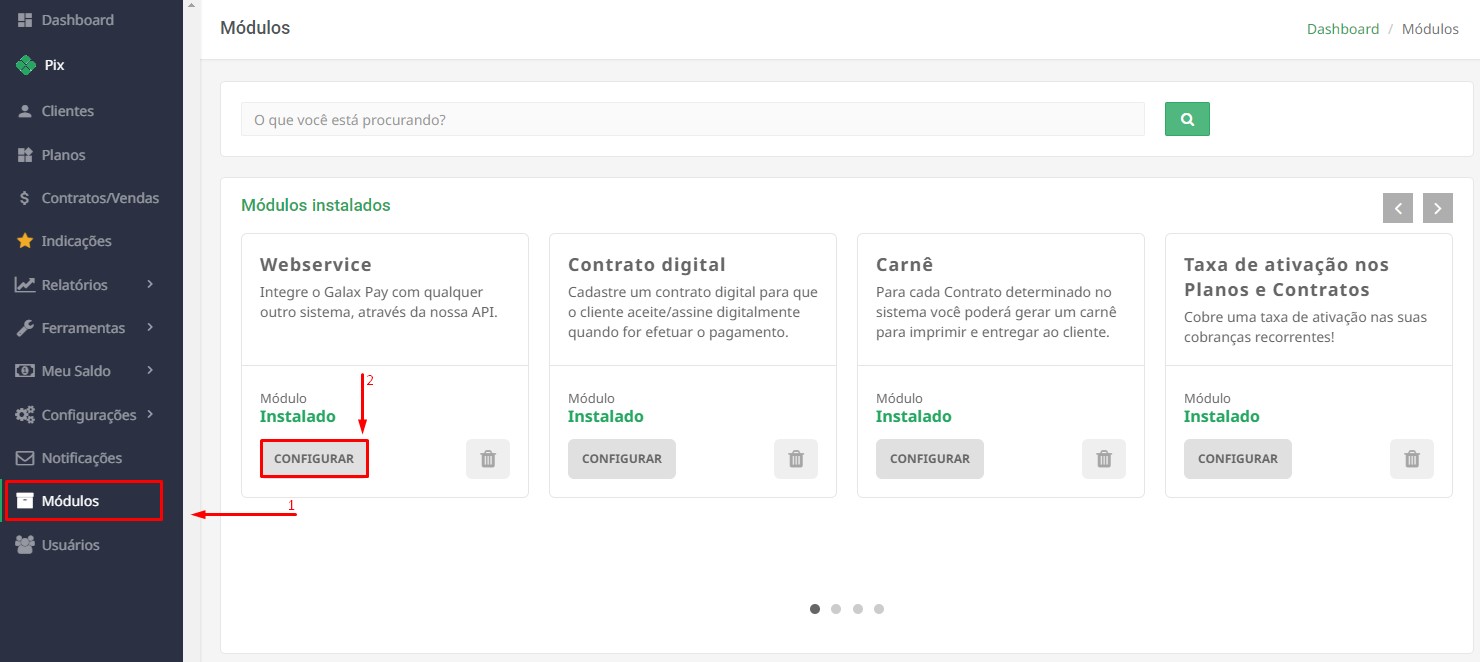 Configurar módulo Webservice.