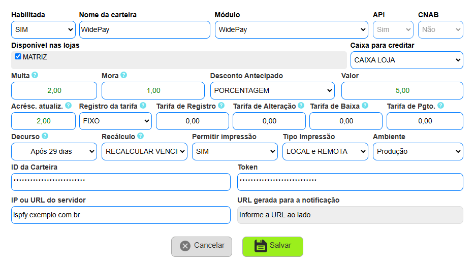 Integrar o Wide Pay ao ISPFY.